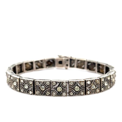 ANTIQUE ART DECO KNOLL AND PREGIZER SILVER AND PASTE BRACELET - ADDITIONAL PHOTO 3