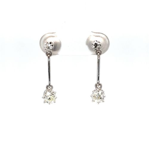 EDWARDIAN DIAMOND DROP EARRINGS - ADDITIONAL PHOTO 1