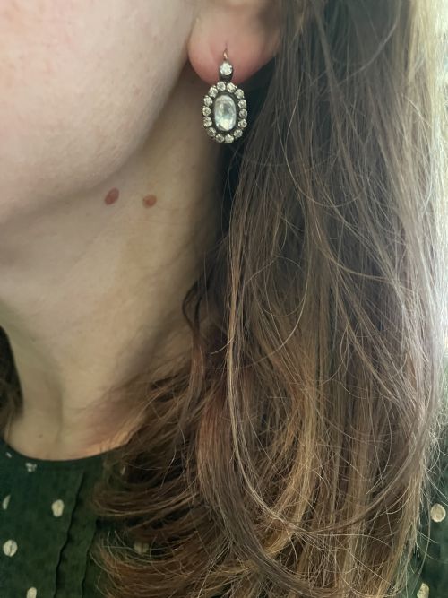 19TH CENTURY DIAMOND EARRINGS - ADDITIONAL PHOTO 3