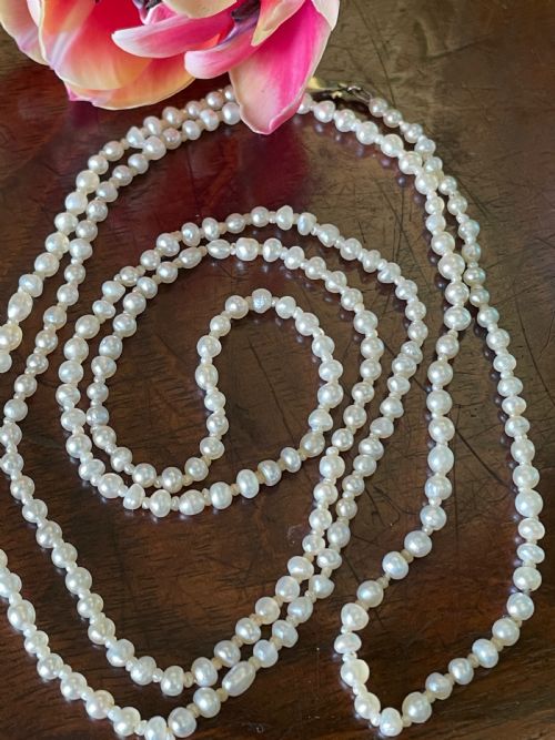 opera length certified natural saltwater pearl necklace - CATEGORY: ANTIQUE JEWELLERY - DATED 1920