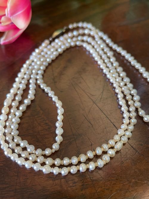 OPERA LENGTH CERTIFIED NATURAL SALTWATER PEARL NECKLACE - ADDITIONAL PHOTO 2