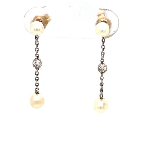 natural pearl and diamond edwardian earrings - CATEGORY: ANTIQUE JEWELLERY - DATED EDWARDIAN