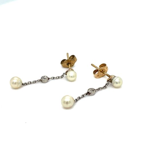 NATURAL PEARL AND DIAMOND EDWARDIAN EARRINGS - ADDITIONAL PHOTO 2