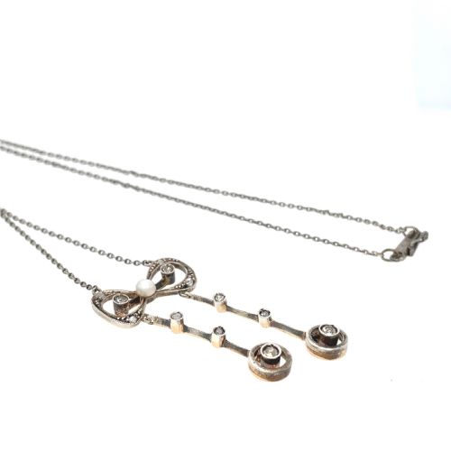 EDWARDIAN NEGLIGEE DIAMOND AND PEARL NECKLACE - ADDITIONAL PHOTO 2
