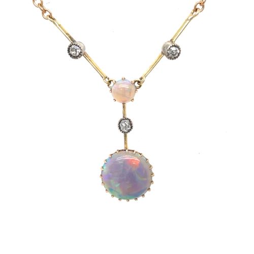 OPAL AND DIAMOND EDWARDIAN PENDANT - ADDITIONAL PHOTO 1