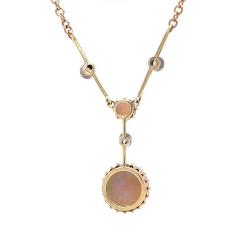 OPAL AND DIAMOND EDWARDIAN PENDANT - ADDITIONAL PHOTO 3