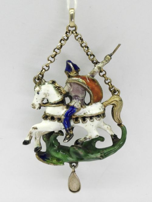 AUSTRO HUNGARIAN ENAMEL GEORGE AND THE DRAGON PENDANT - ADDITIONAL PHOTO 1