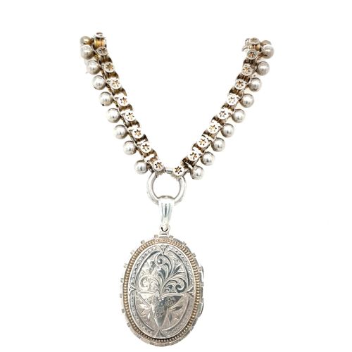 ANTIQUE SILVER BOOK CHAIN WITH LOCKET - ADDITIONAL PHOTO 2