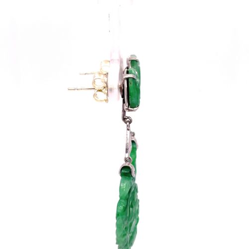JADEITE ANTIQUE EARRINGS 9CT GOLD - ADDITIONAL PHOTO 4