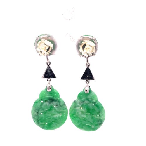 JADEITE ANTIQUE EARRINGS 9CT GOLD - ADDITIONAL PHOTO 5