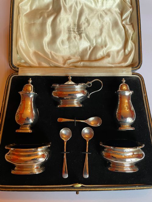 STERLING SILVER CRUET SET BRICKS SONS - ADDITIONAL PHOTO 1
