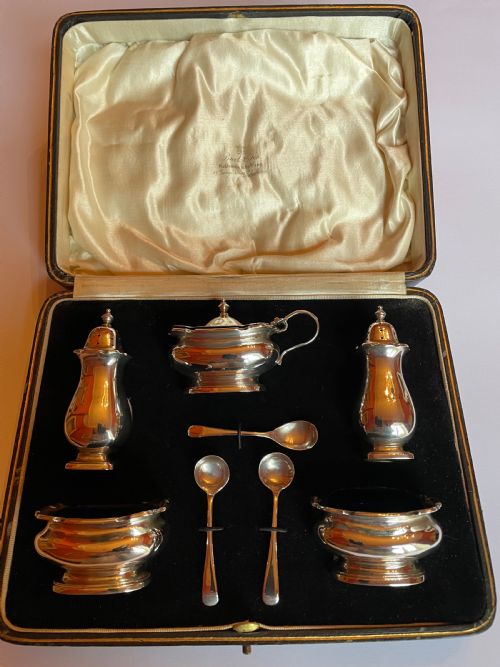 STERLING SILVER CRUET SET BRICKS SONS - ADDITIONAL PHOTO 2