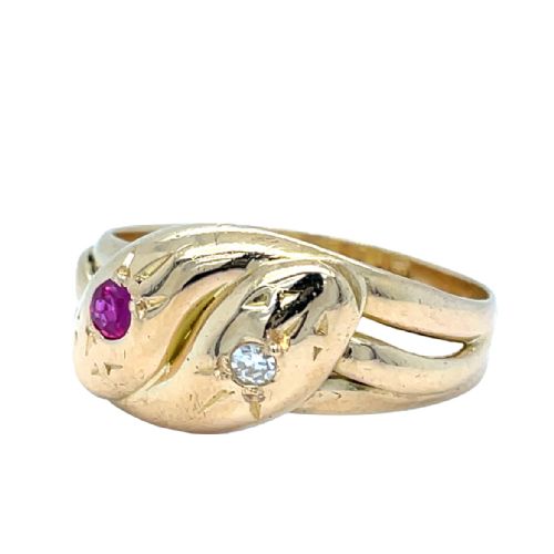 ANTIQUE VICTORIAN 18CT GOLD SNAKE RING - ADDITIONAL PHOTO 2