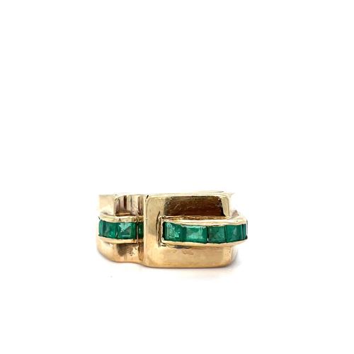 ART DECO EMERALD AND GOLD TANK RING - ADDITIONAL PHOTO 1