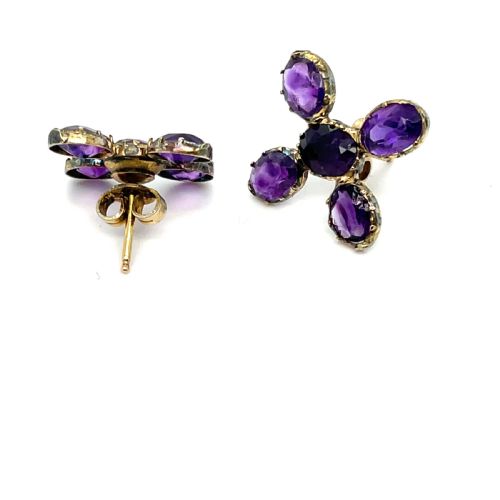 GEORGIAN AMETHYST FLAT CUT AMETHYST EARRINGS - ADDITIONAL PHOTO 1