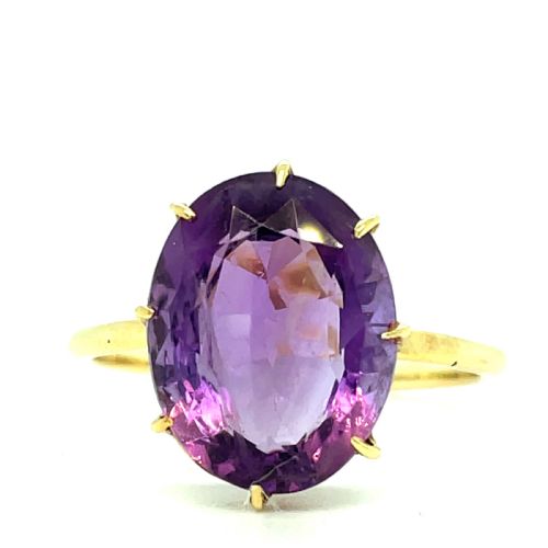 amethyst 18ct gold ring - CATEGORY: ANTIQUE JEWELLERY - DATED 1930