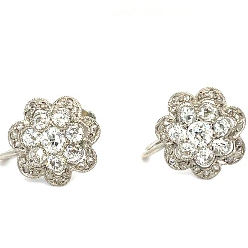 ANTIQUE OLD EUROPEAN CUT DIAMOND FLOWERHEAD EARRINGS - ADDITIONAL PHOTO 3