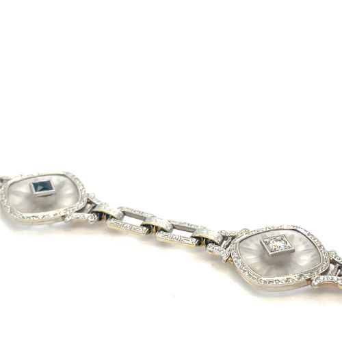 ART DECO SAPPHIRE AND DIAMOND ROCK CRYSTAL BRACELET - ADDITIONAL PHOTO 2