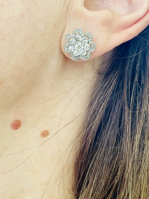 ANTIQUE OLD EUROPEAN CUT DIAMOND FLOWERHEAD EARRINGS - ADDITIONAL PHOTO 5