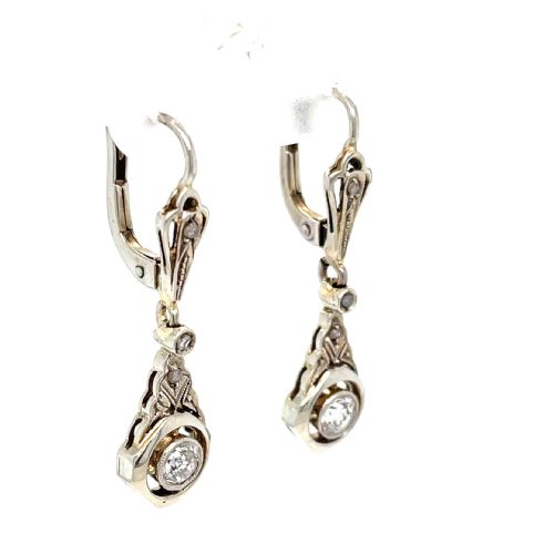 ART DECO ERA DIAMOND GOLD EARRINGS - ADDITIONAL PHOTO 1