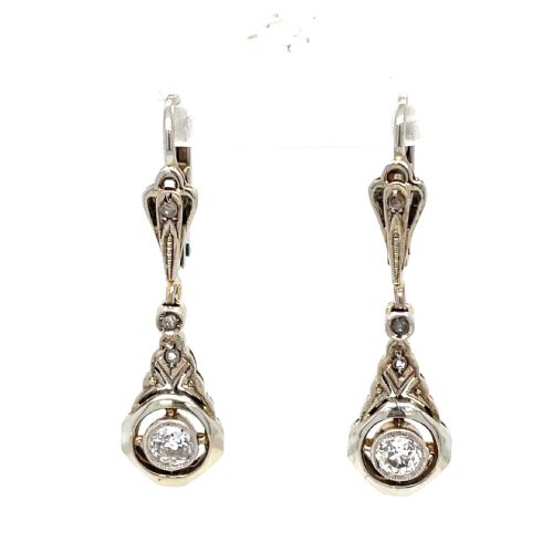 ART DECO ERA DIAMOND GOLD EARRINGS - ADDITIONAL PHOTO 3