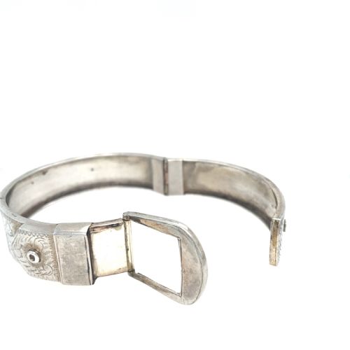SILVER VICTORIAN BUCKLE BANGLE - ADDITIONAL PHOTO 1