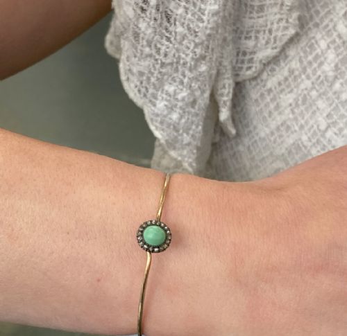 VICTORIAN TURQUOISE AND DIAMOND BANGLE - ADDITIONAL PHOTO 1