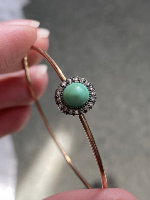 VICTORIAN TURQUOISE AND DIAMOND BANGLE - ADDITIONAL PHOTO 2