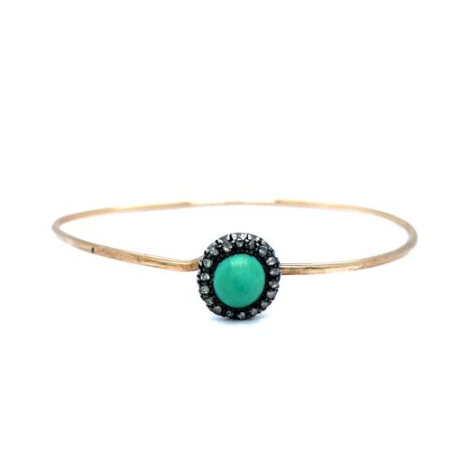 victorian turquoise and diamond bangle - CATEGORY: ANTIQUE JEWELLERY - DATED VICTORIAN