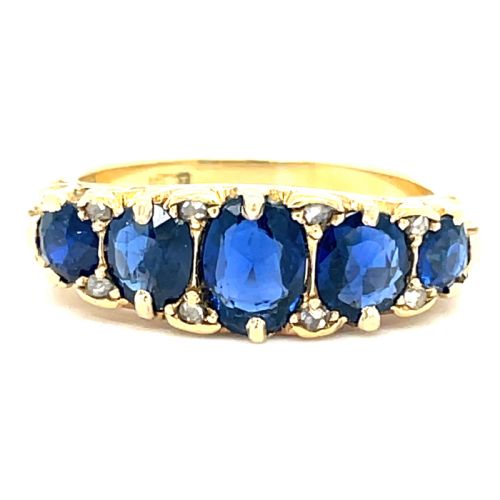 Victorian Sapphire 18ct Gold Boat Ring