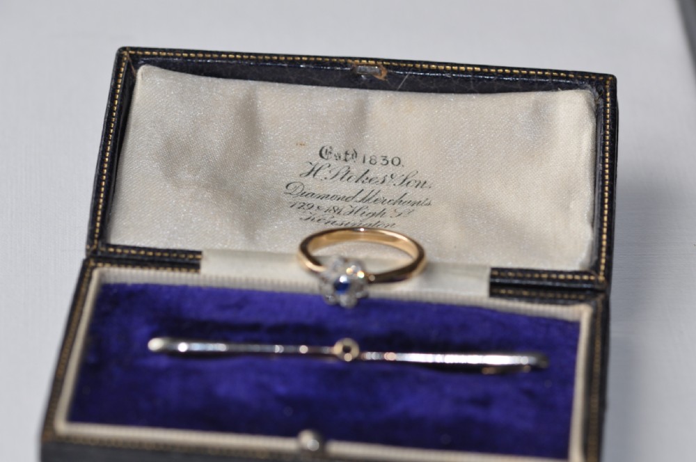 Sapphire and Diamond Edwardian 18ct Gold Ring/Brooch View III