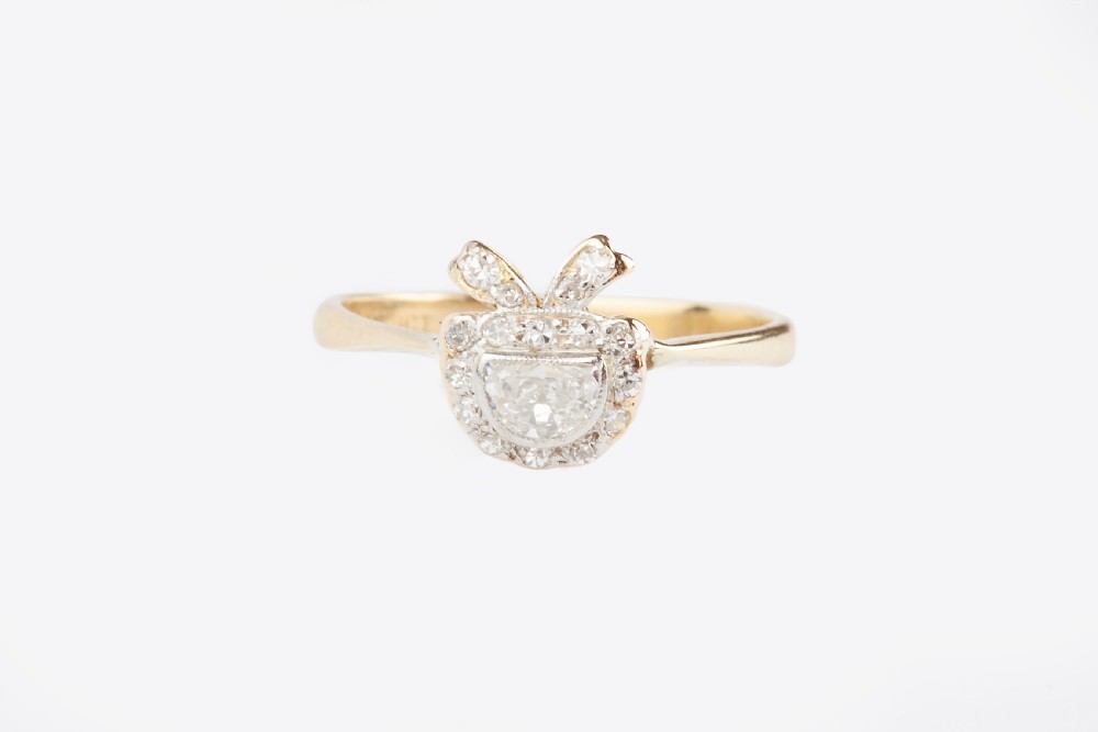 A Diamond Demi-Lune Edwardian Ring