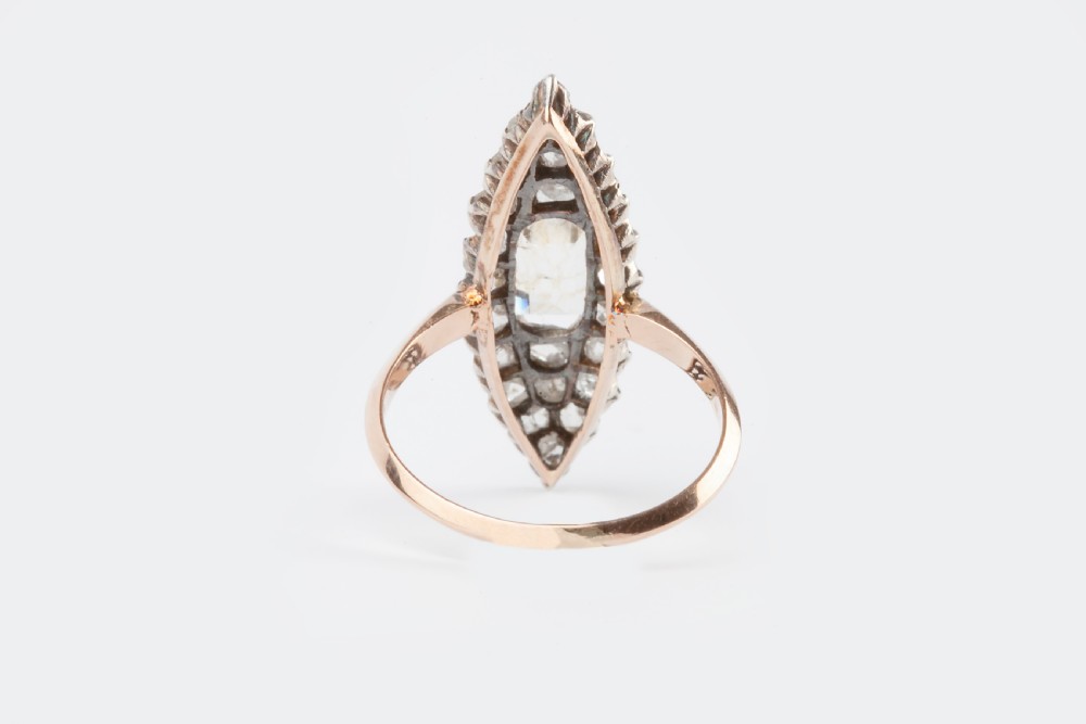 A Marquise Rose Diamond and Quartz Cut Early Victorian Ring View II