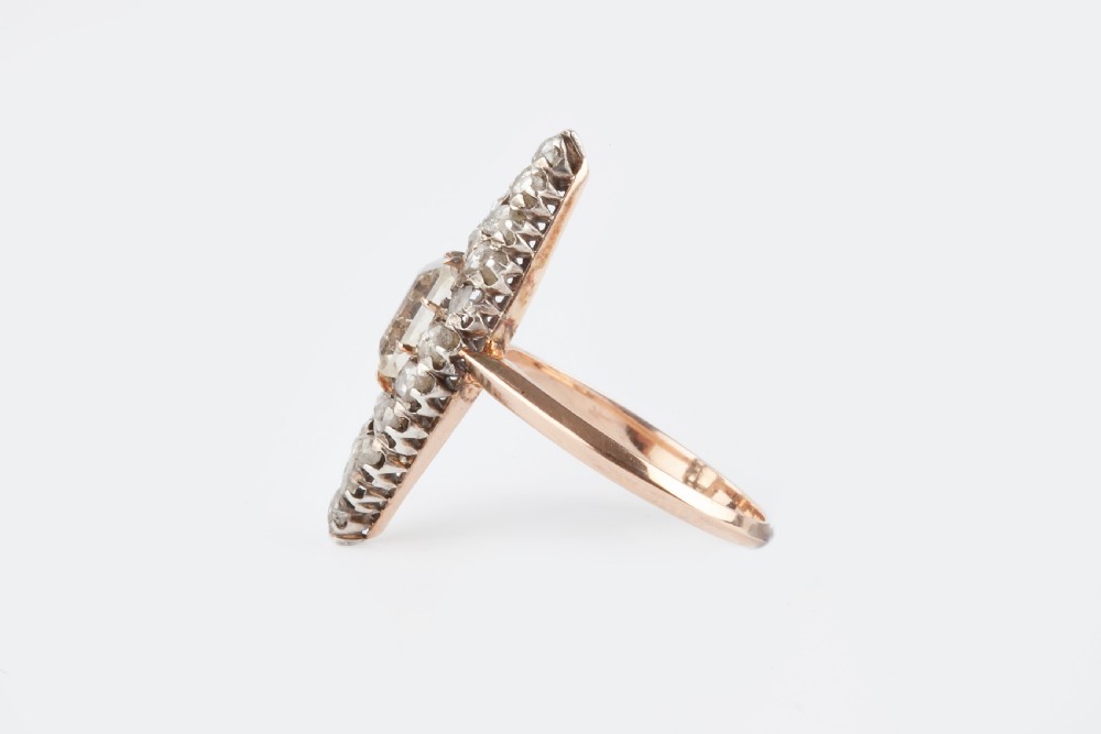 A Marquise Rose Diamond and Quartz Cut Early Victorian Ring View III