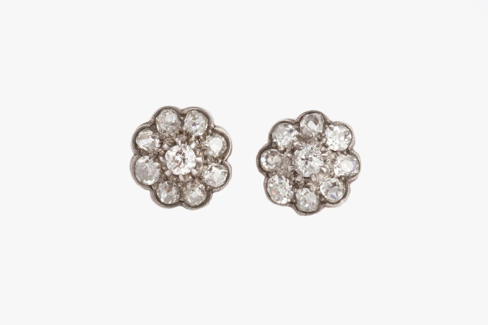 Flowerhead Rose Cut Diamond Victorian Earrings
