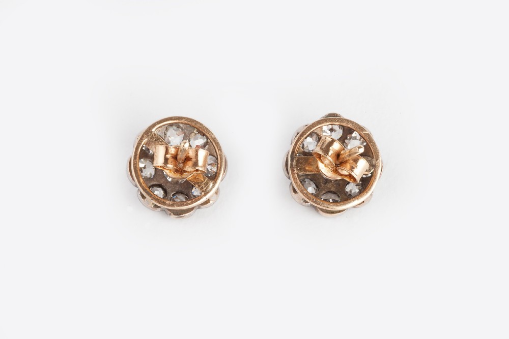 Flowerhead Rose Cut Diamond Victorian Earrings View II
