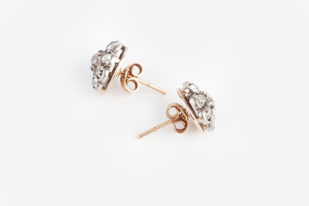 Flowerhead Rose Cut Diamond Victorian Earrings View III