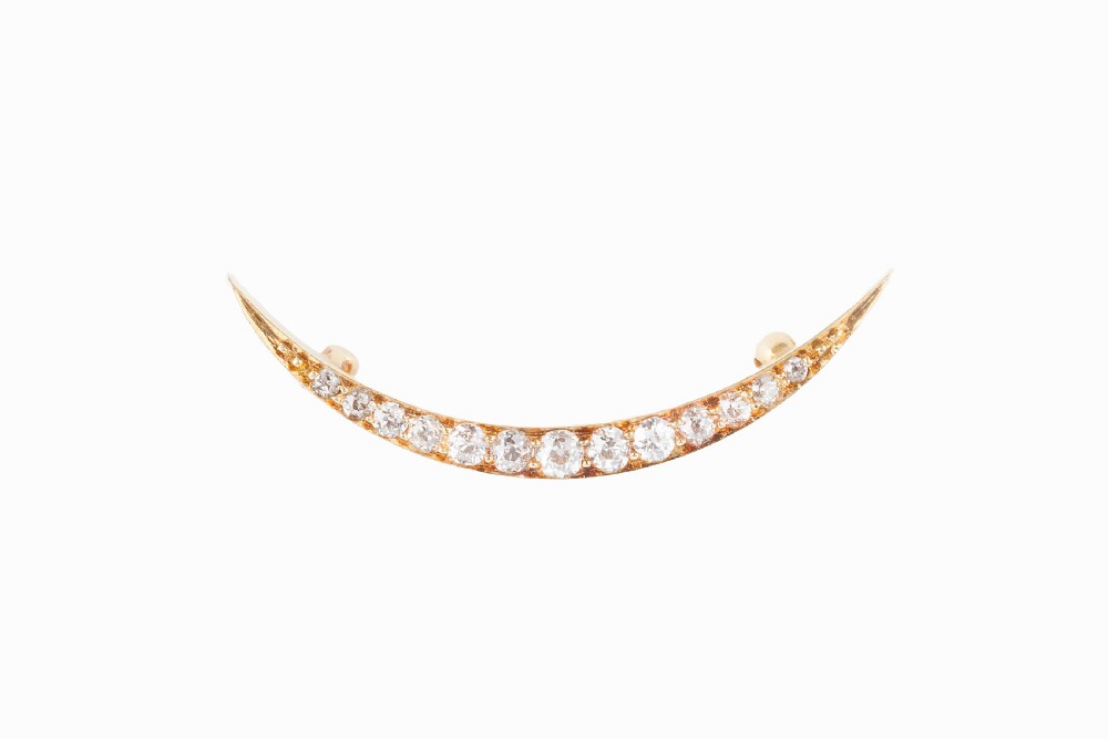 A Tiffany Antique Diamond Crescent Brooch
