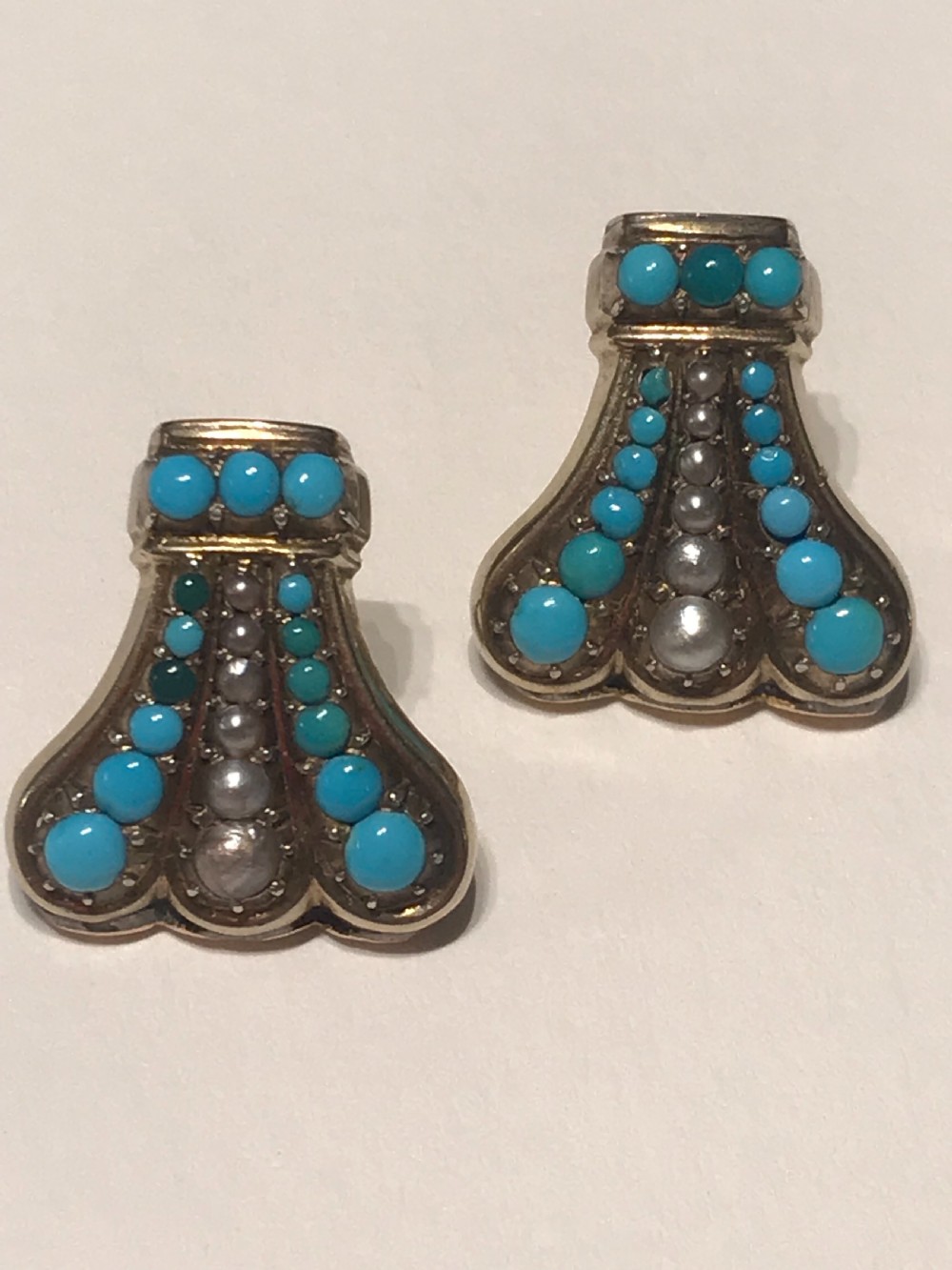 Turquoise and Pearl Edwardian Earrings