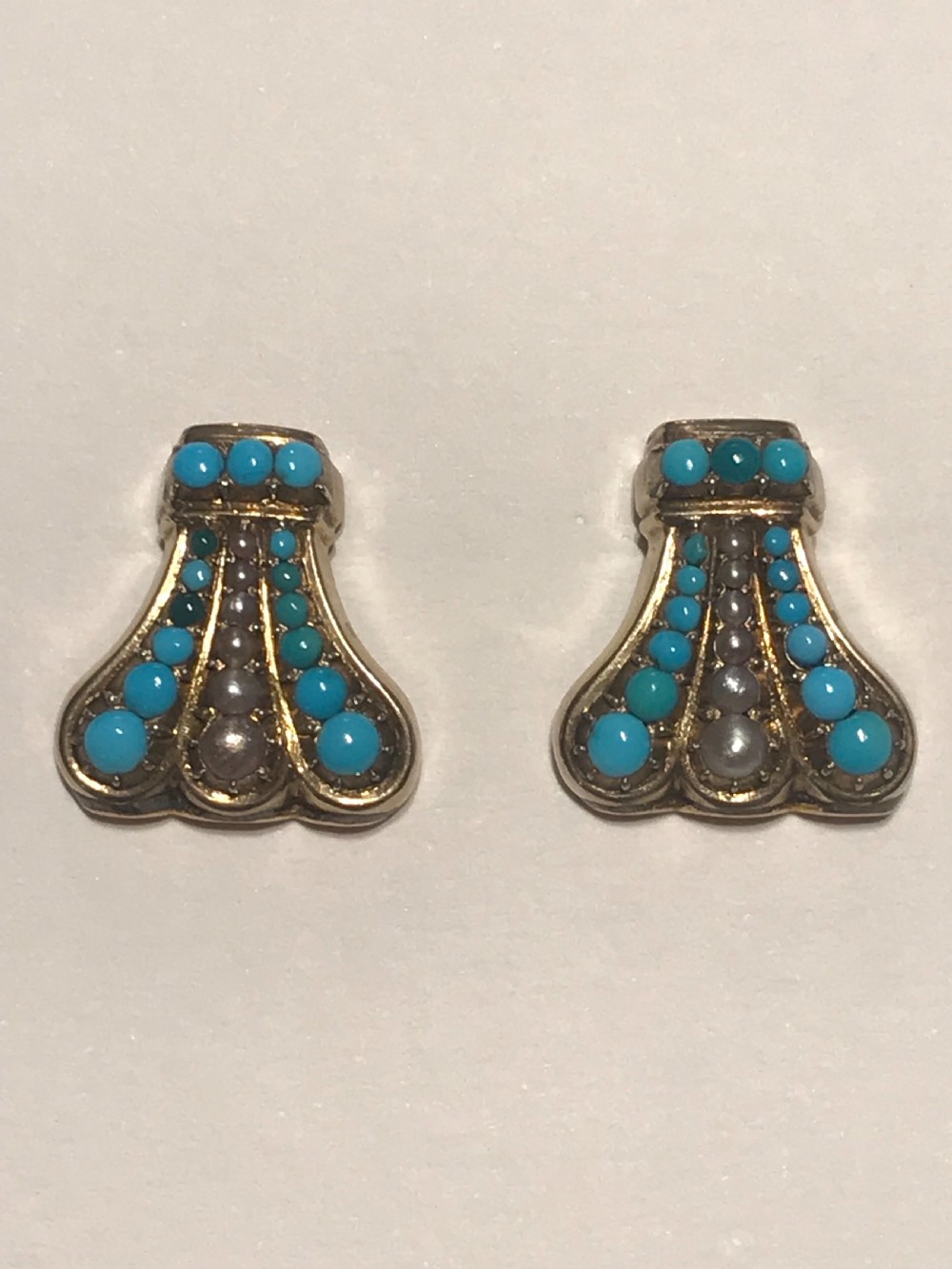 Turquoise and Pearl Edwardian Earrings View II