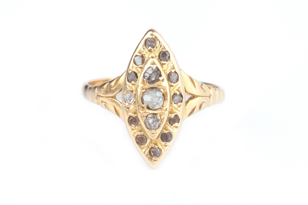 A Navette Shaped Victorian Diamond Ring
