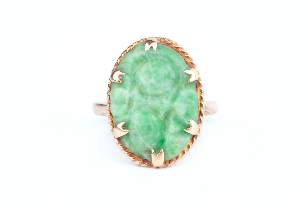 A 1930s Carved Jade Ring