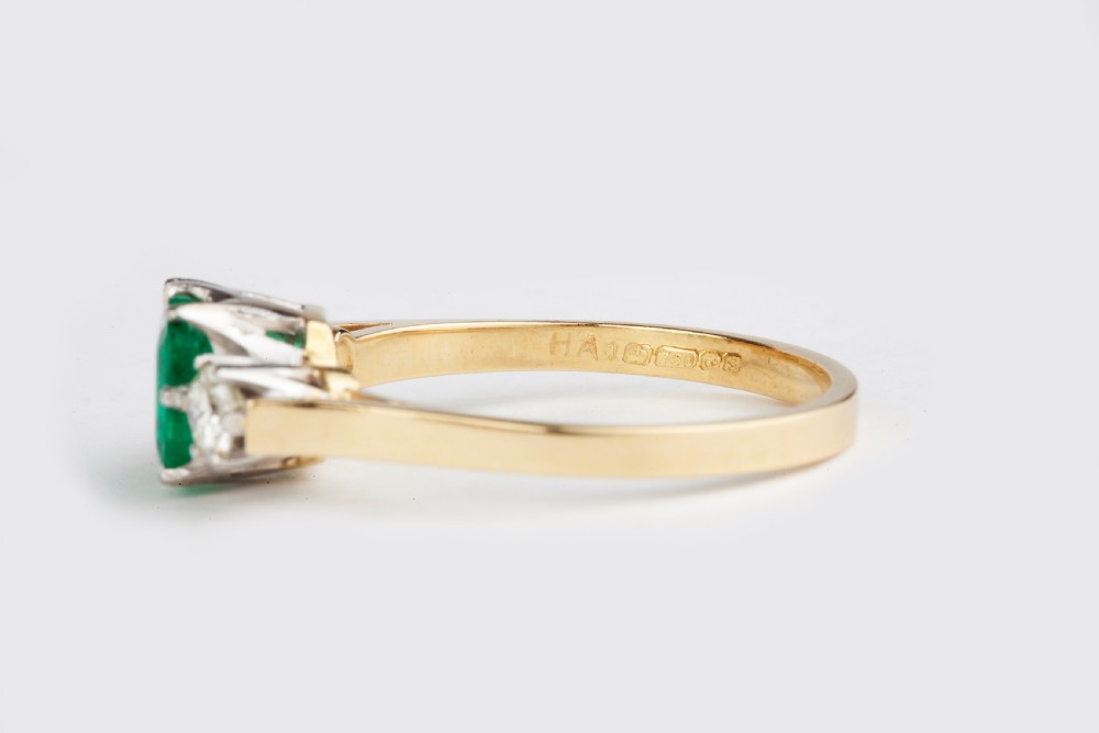 An Emerald and Diamond 18ct Gold Ring View II