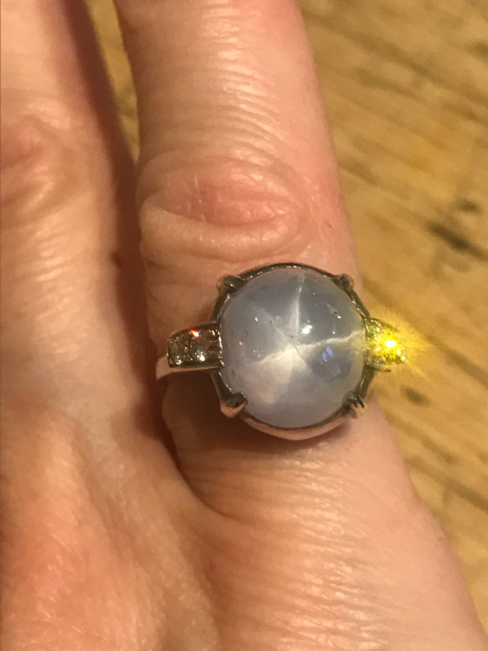 Art Deco Star Sapphire Platinum Ring View III