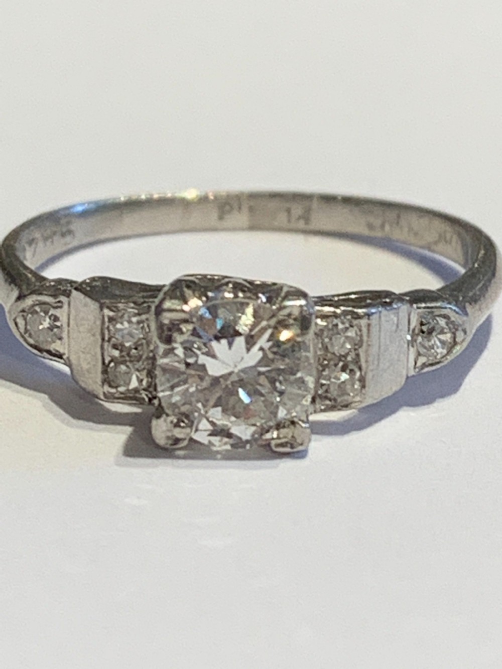 Art Deco Diamond and Platinum Engagement Ring View II