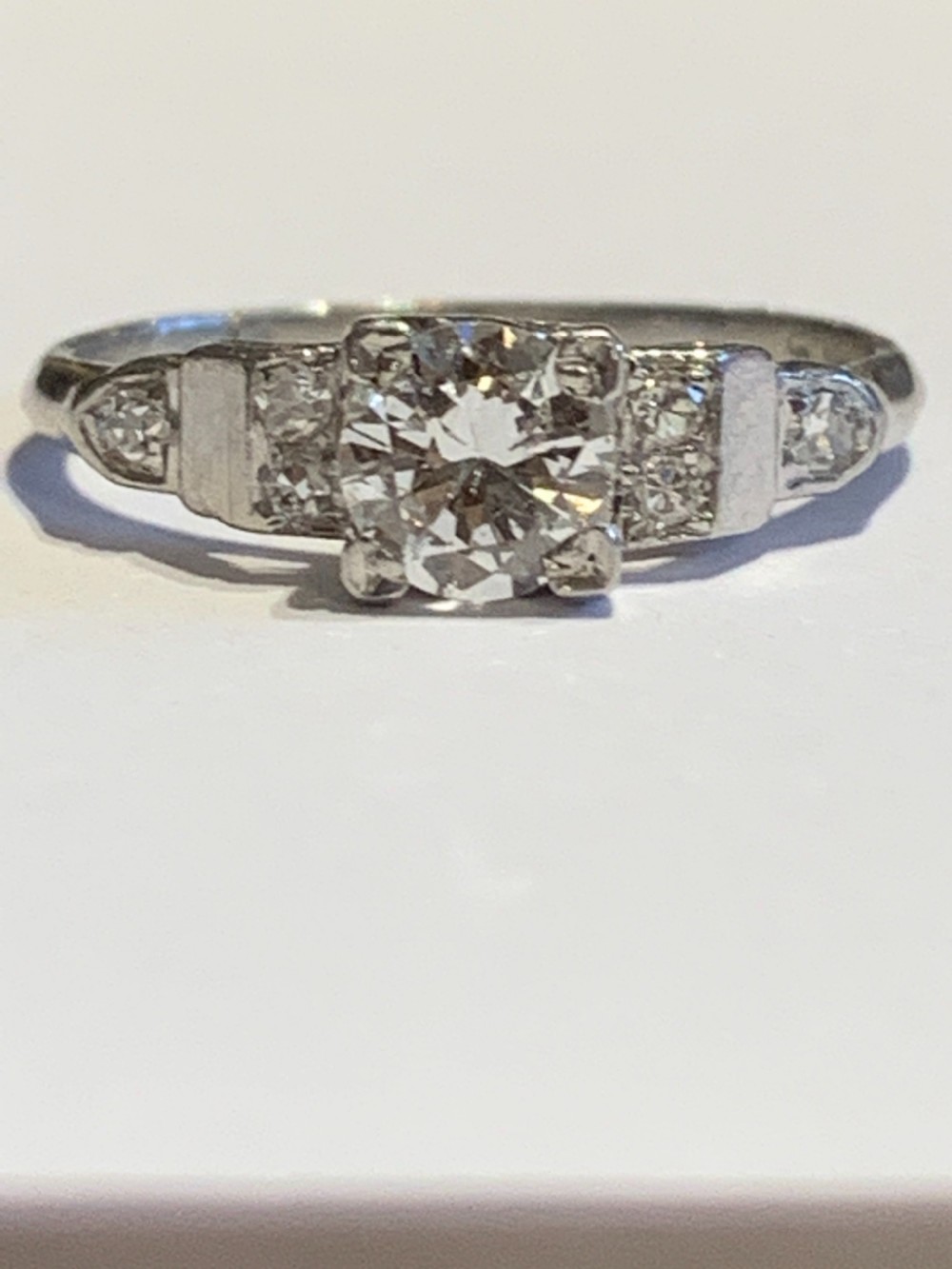 Art Deco Diamond and Platinum Engagement Ring View III