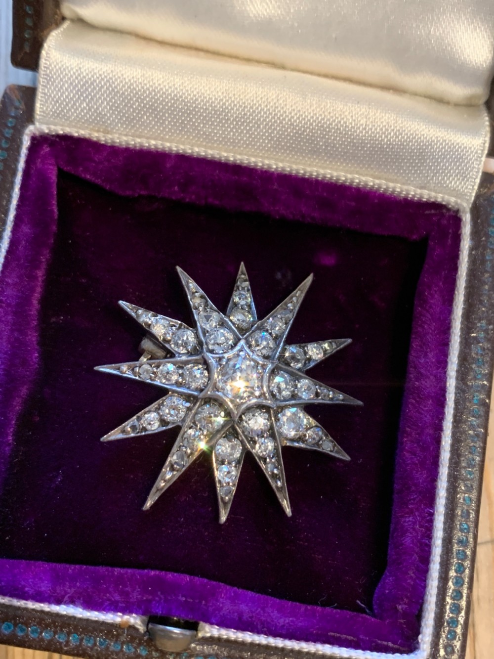 Antique Starburst Diamond Brooch