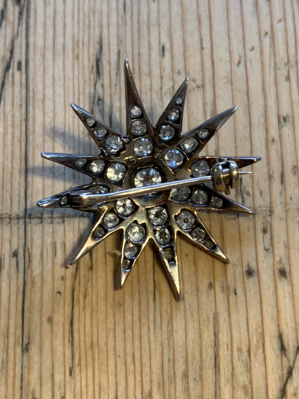 Antique Starburst Diamond Brooch View IV