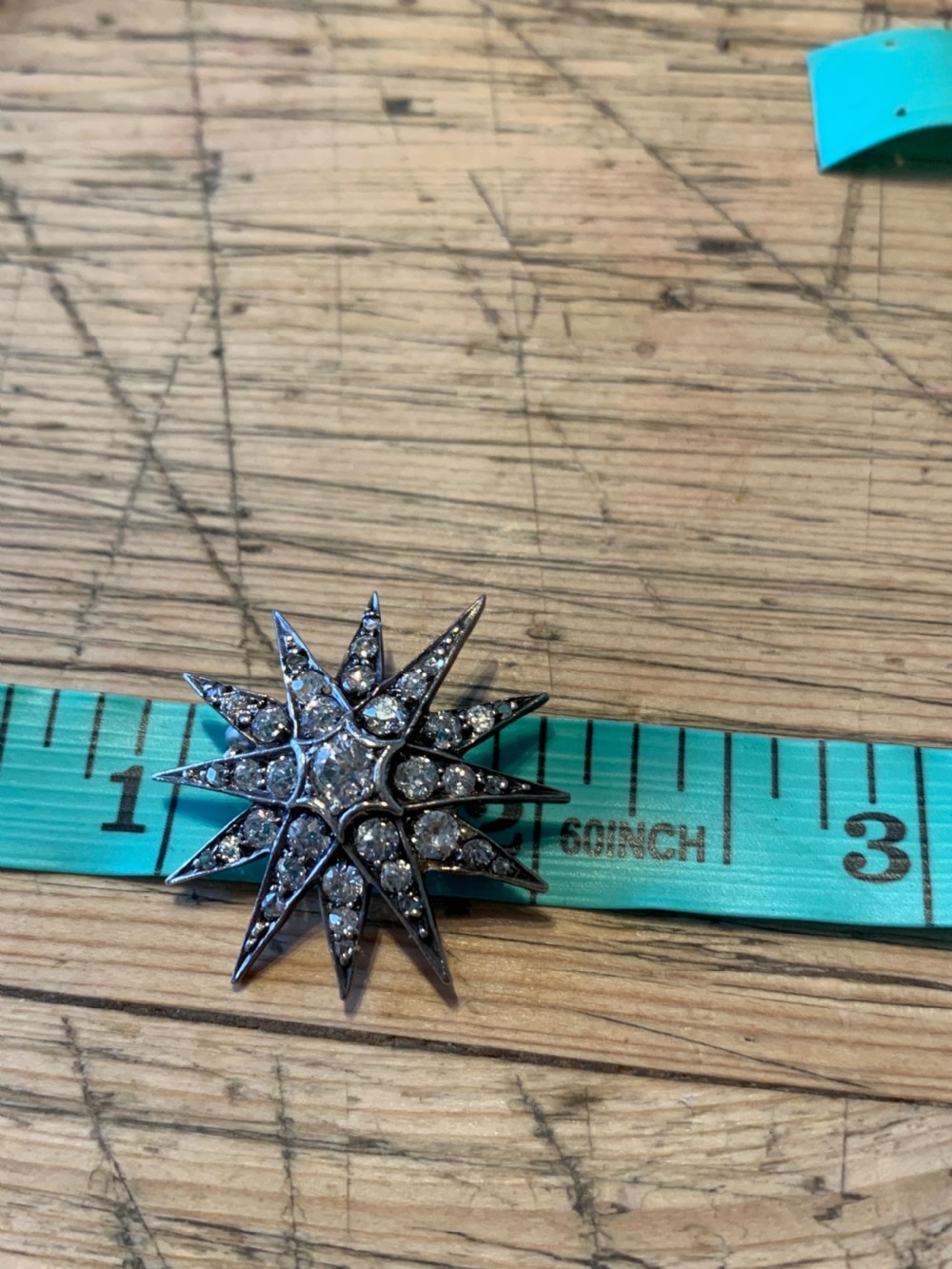 Antique Starburst Diamond Brooch View V