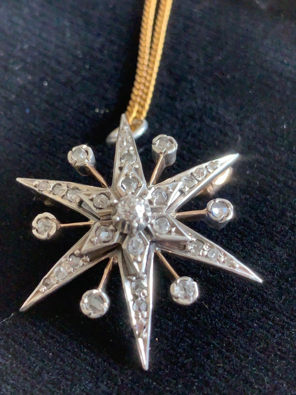 Antique Rose Cut 9ct Gold Diamond Star View IV